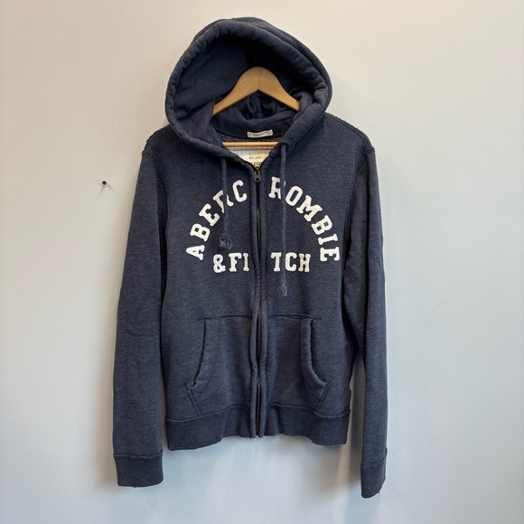 Abercrombie & Fitch Other - Abercrombie & Fitch Small Hoodie Full Zip Sweatshirt Y2K Retro Muscle Logo Blue